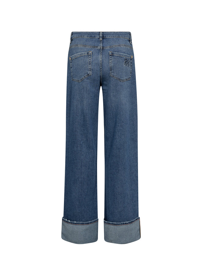 178360 493 MosMosh MMDara Turn-up Jeans Mid Blue