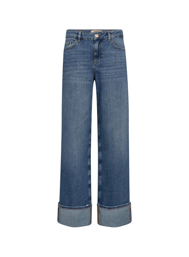 178360 493 MosMosh MMDara Turn-up Jeans Mid Blue