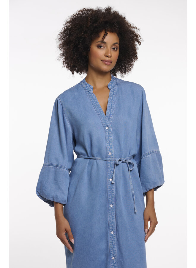 Lot.7002621 Rino&Pelle Half sleeve dress with V-neck  Washed blue