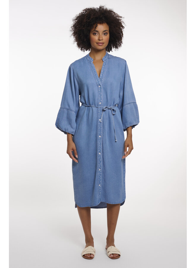 Lot.7002621 Rino & Pelle Half sleeve dress with V-neck  Washed blue