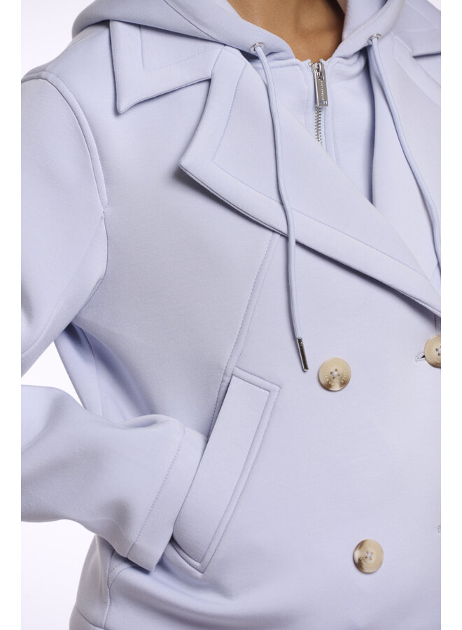 Jennifer.7002621 Rino&Pelle Double breasted jacket with detachable hood collar  Arctic blue