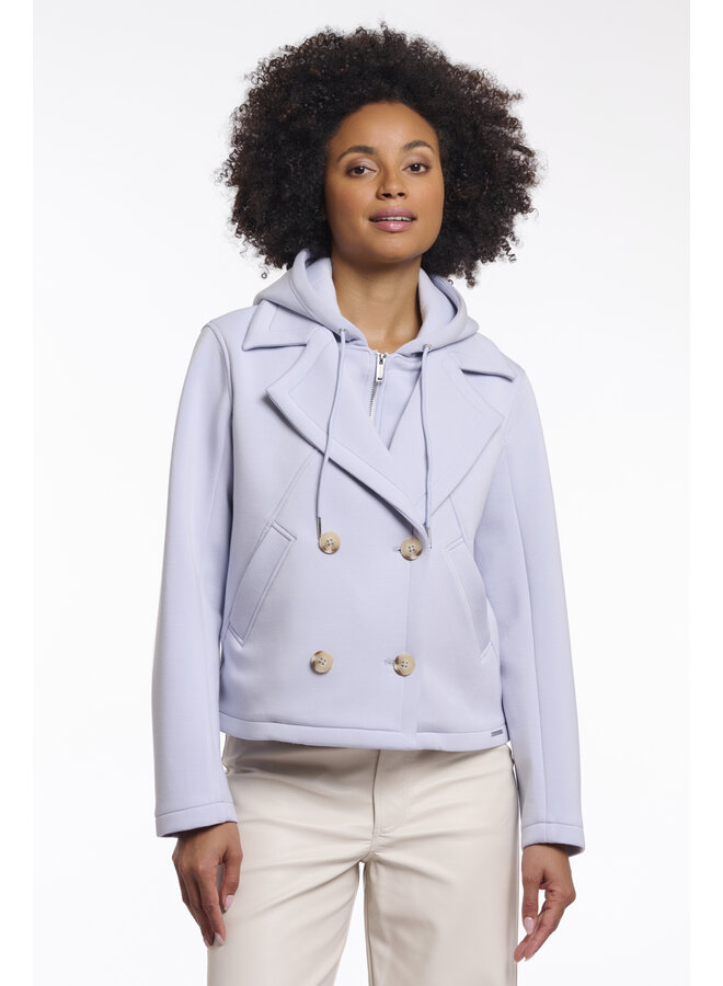 Jennifer.7002621 Rino&Pelle Double breasted jacket with detachable hood collar  Arctic blue