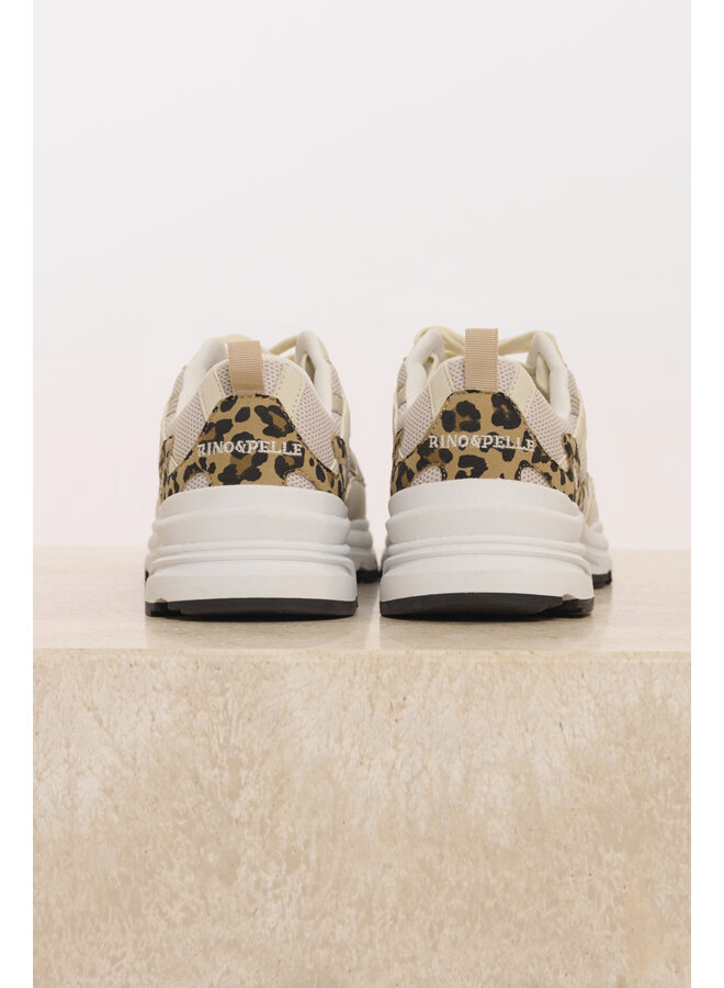 Milie.1002621 Rino&Pelle Mixed material sneaker  Snow white leopard