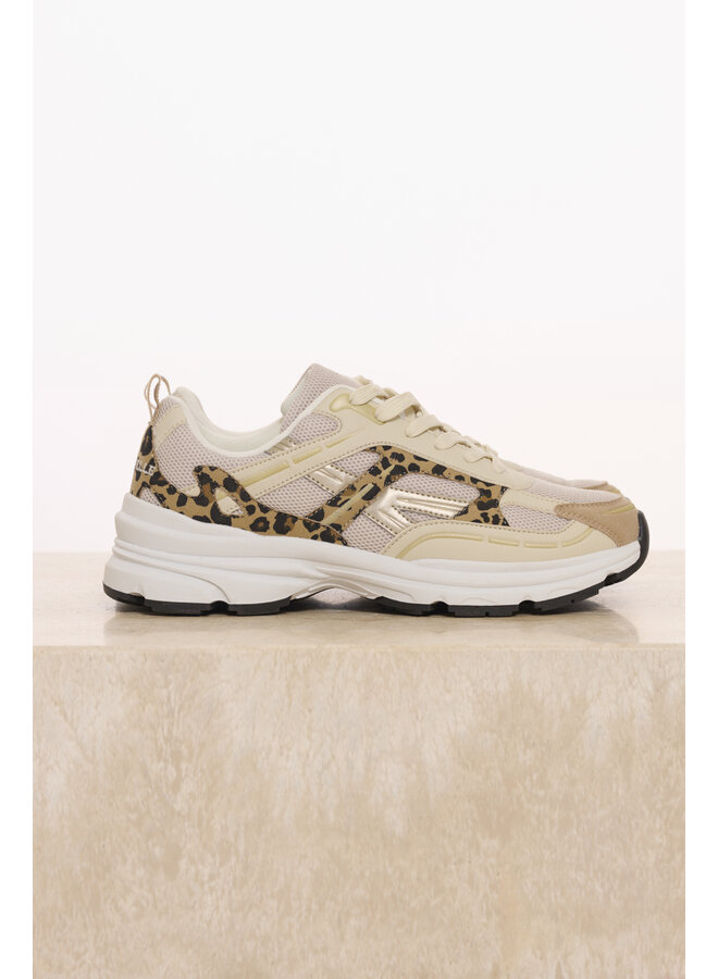 Milie.1002621 Rino&Pelle Mixed material sneaker  Snow white leopard