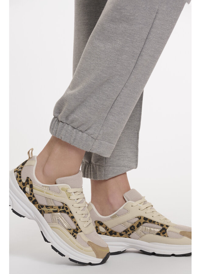 Milie.1002621 Rino&Pelle Mixed material sneaker  Snow white leopard