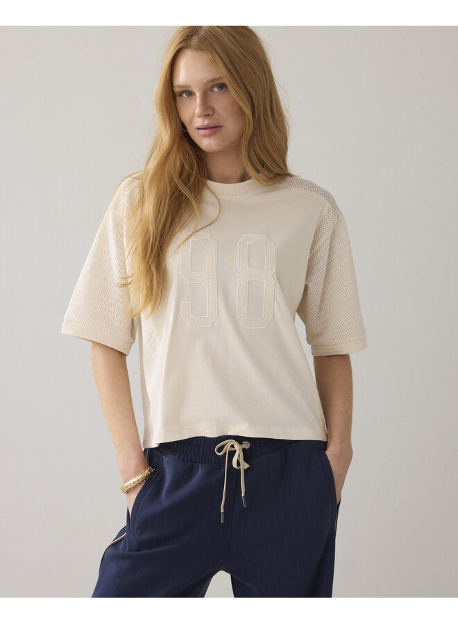 3s5282-30765 122 Summum Top Mesh and jersey  Ivory