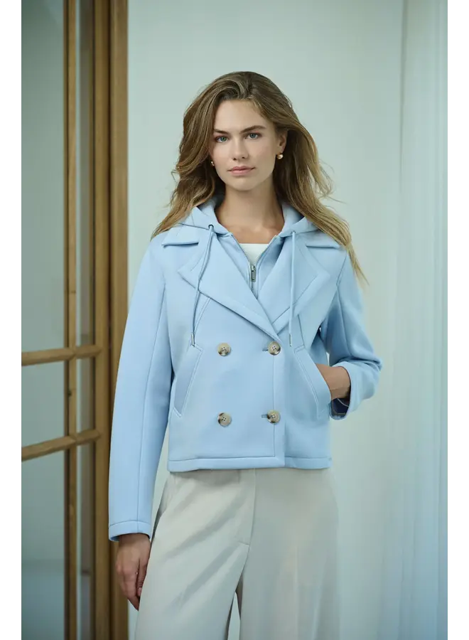 Jennifer.7002621 Rino & Pelle Double breasted jacket with detachable hood collar  Arctic blue