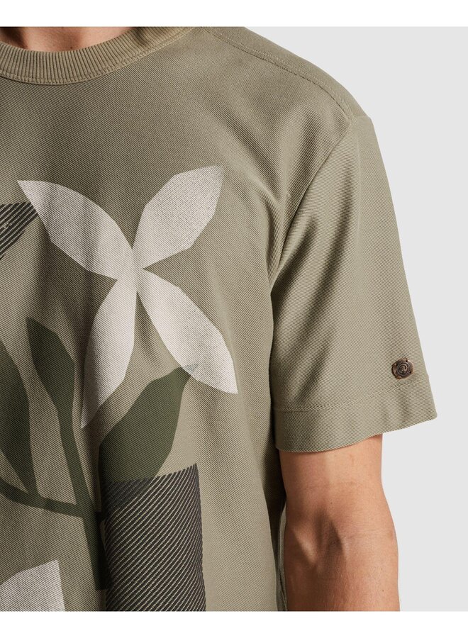 CTSS2602509 6478 Cast Iron Short sleeve r-neck regular fit twill jersey Dried Sage