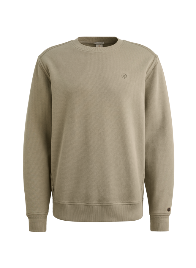 CSW2602402 6478 Cast Iron Long sleeve r-neck regular fit twill Dried Sage