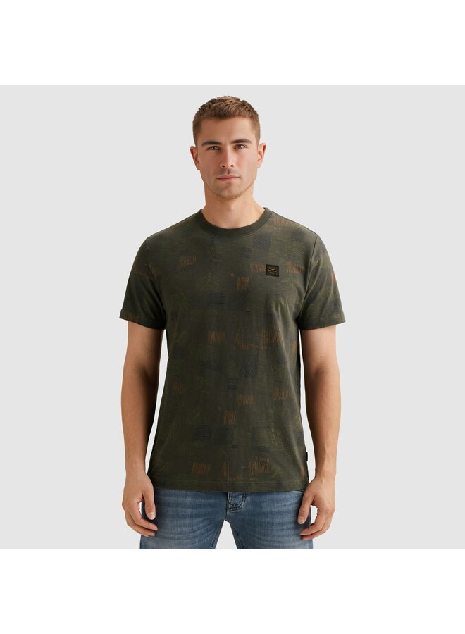 PTSS2602561 8039 PME Legend Short sleeve r-neck aop cotton slub Beluga