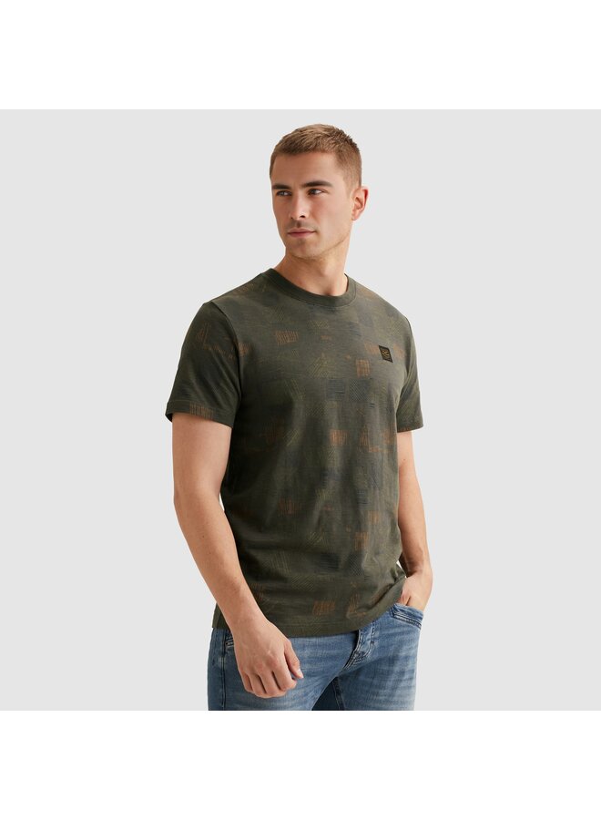 PTSS2602561 8039 PME Legend Short sleeve r-neck aop cotton slub Beluga