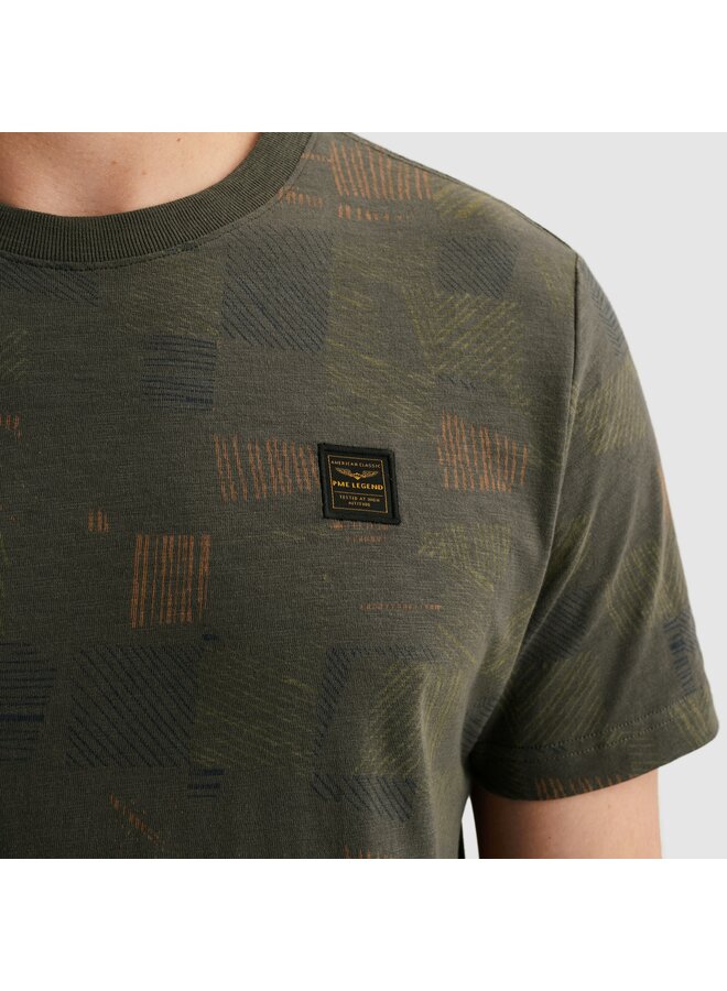 PTSS2602561 8039 PME Legend Short sleeve r-neck aop cotton slub Beluga