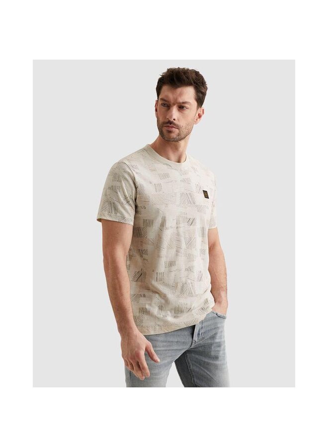 PTSS2602561 7013 PME Legend Short sleeve r-neck aop cotton slub Bone White