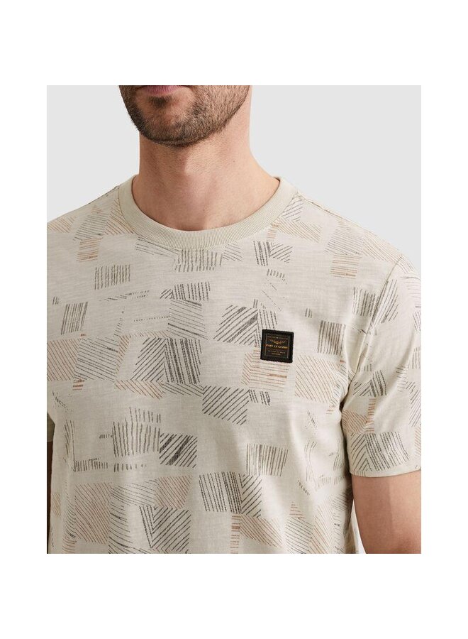 PTSS2602561 7013 PME Legend Short sleeve r-neck aop cotton slub Bone White