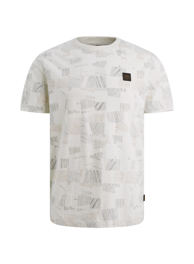 PTSS2602561 7013 PME Legend Short sleeve r-neck aop cotton slub Bone White