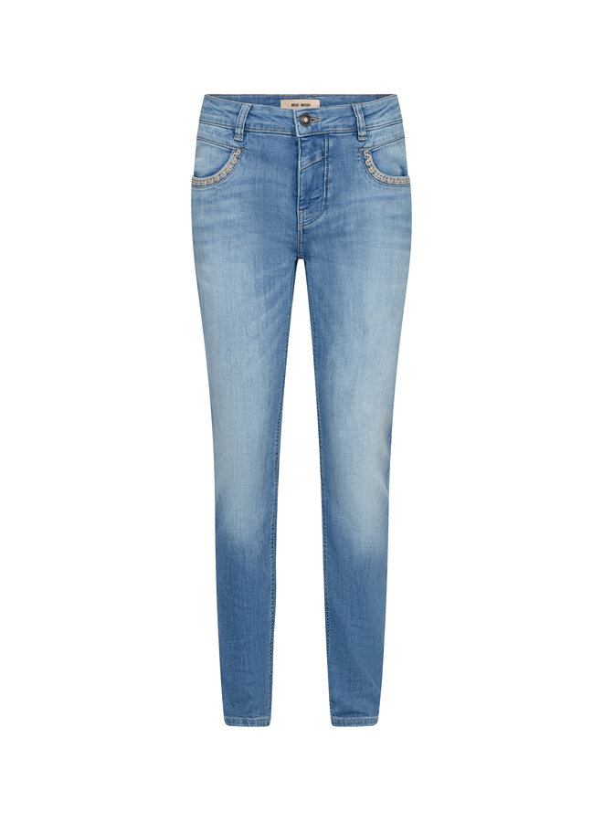 177930 493 MosMosh MMNaomi Salute Emb. Jeans Mid Blue