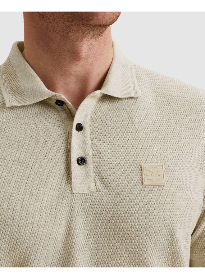 PPSS2602856 7013 PME Legend Short sleeve polo popcorn jersey Bone White
