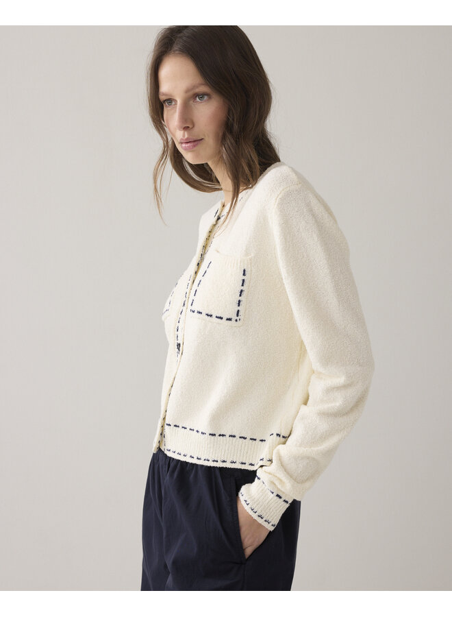 7s7995-70072 122 Summum cardigan Frisee knit Ivory