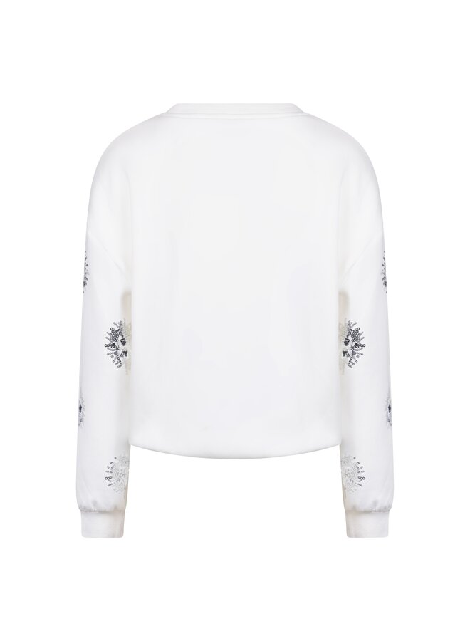 NKS03069 17 Nukus Suzanne Pullover Paillet Off White