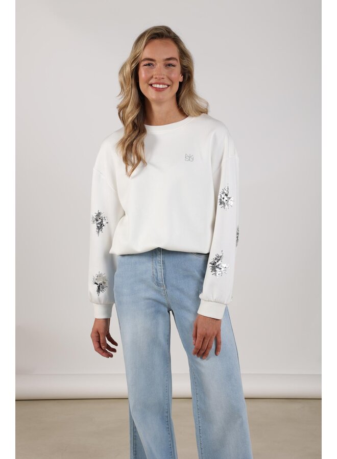 NKS03069 17 Nukus Suzanne Pullover Paillet Off White