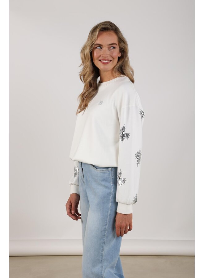 NKS03069 17 Nukus Suzanne Pullover Paillet Off White