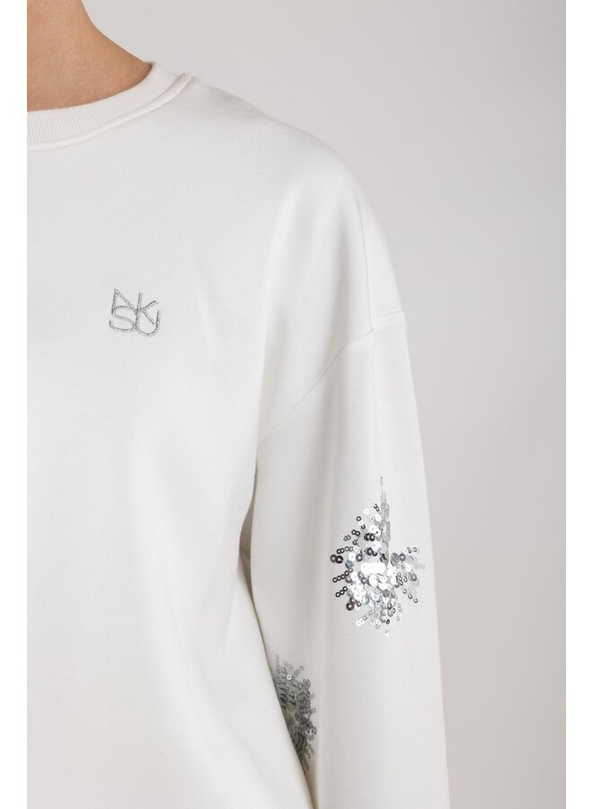NKS03069 17 Nukus Suzanne Pullover Paillet Off White
