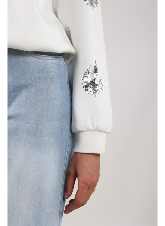 NKS03069 17 Nukus Suzanne Pullover Paillet Off White