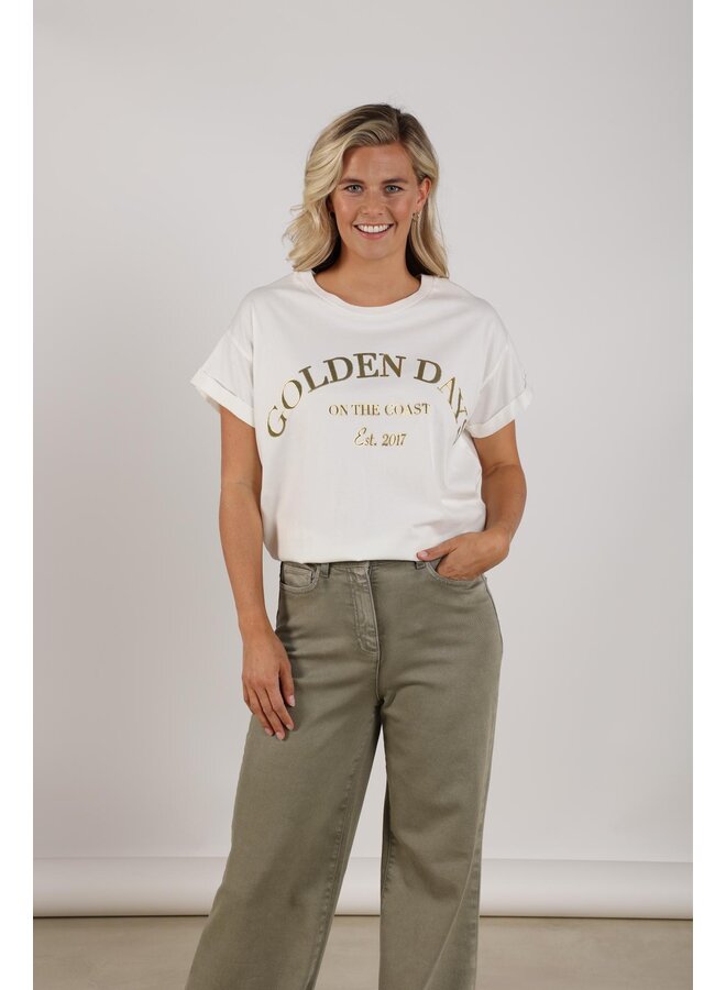 NKS04023 281 Nukus Sanne Shirt Golden Days Offwhite/Army