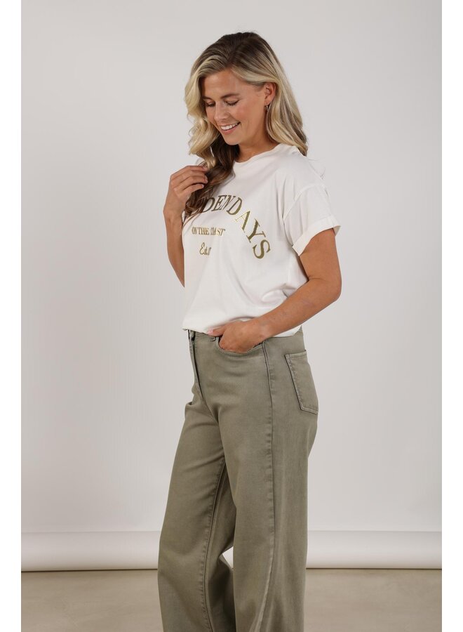 NKS04023 281 Nukus Sanne Shirt Golden Days Offwhite/Army