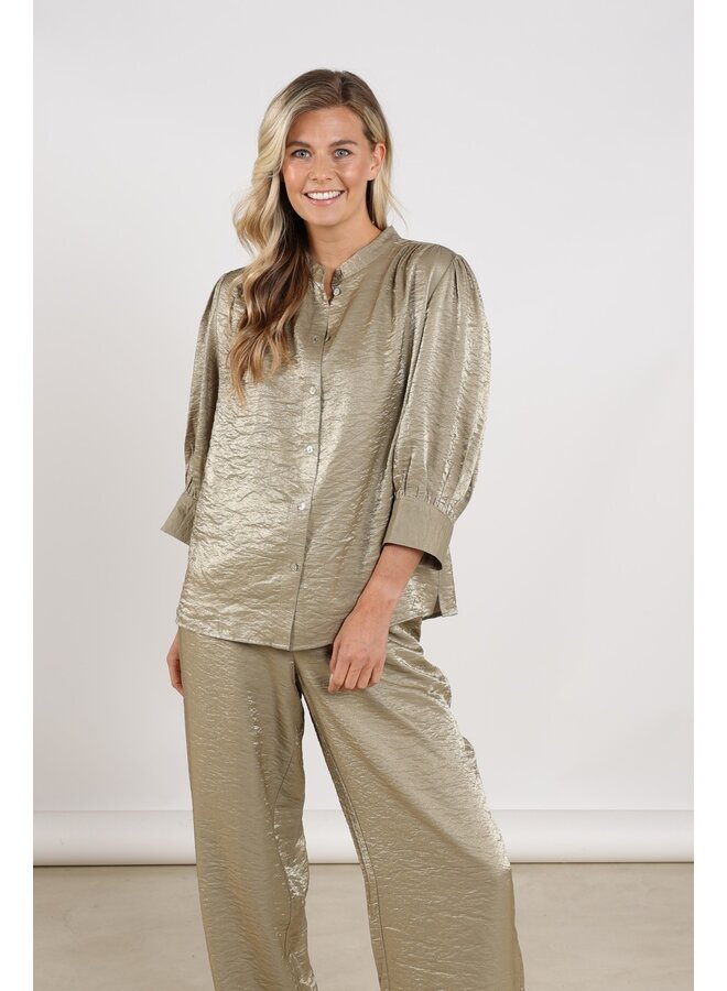 NKS02231 350 Nukus Lilly Blouse Shiny Army