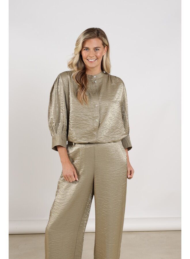 NKS02231 350 Nukus Lilly Blouse Shiny Army