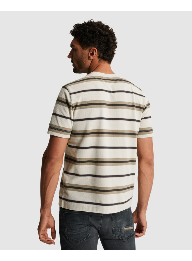 CTSS2602508 7178 Cast Iron Short sleeve r-neck regular fit stripe waffle White Onyx