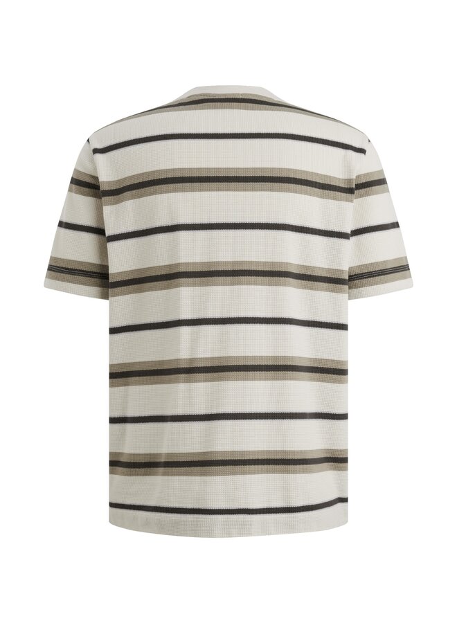 CTSS2602508 7178 Cast Iron Short sleeve r-neck regular fit stripe waffle White Onyx