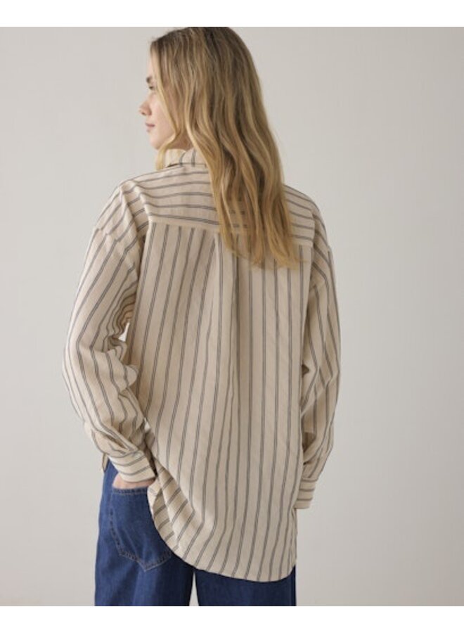 2s3455-12374 107 Summum Blouse adjustable Chenille stripe  Ivorymidnightblue