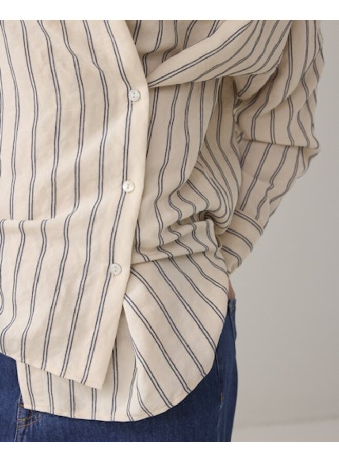 2s3455-12374 107 Summum Blouse adjustable Chenille stripe  Ivorymidnightblue