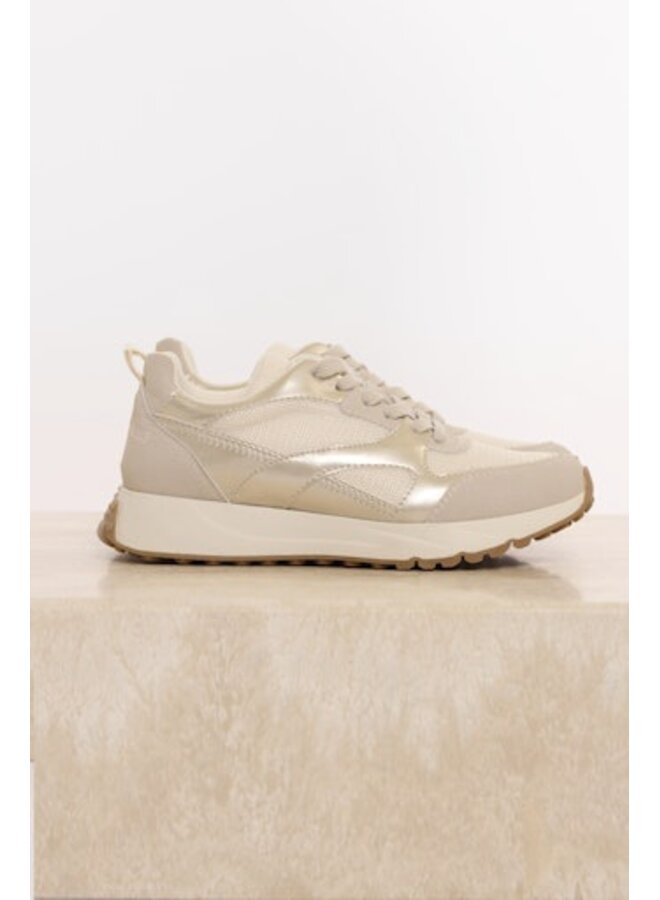 Fieve.1002621 Rino & Pelle Mixed material sneaker  Taupe light gold