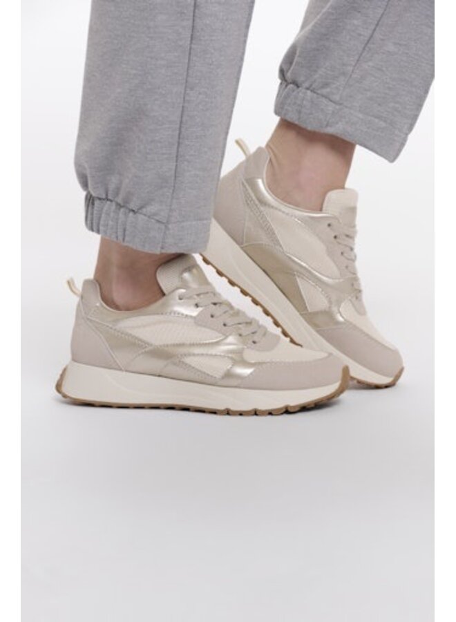 Fieve.1002621 Rino&Pelle Mixed material sneaker  Taupe light gold