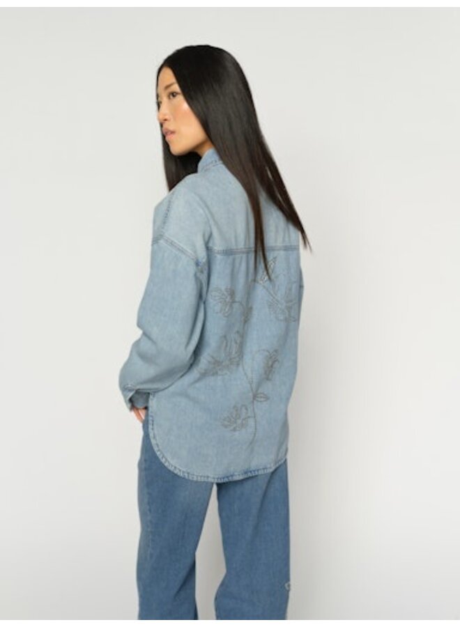 178520 406 MosMosh MMEmm Flower Shirt Light Blue