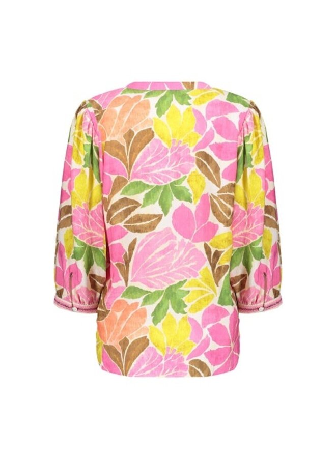 63283-20 718 Geisha blouse ecru/tobacco/pink