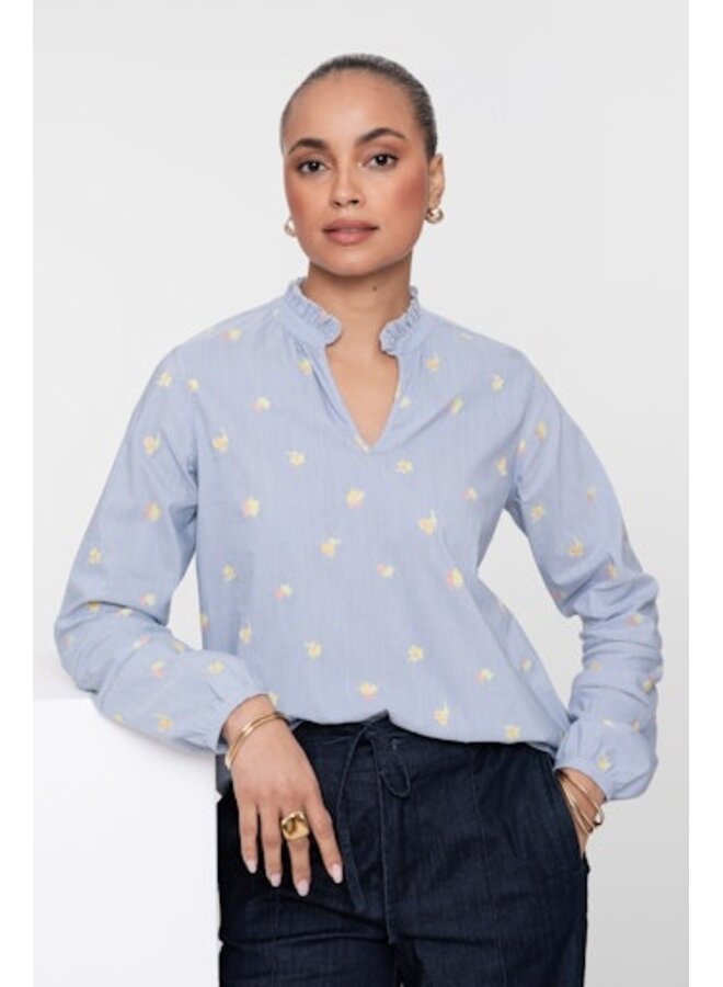 63243-20 150 Geisha top lemon/chambray