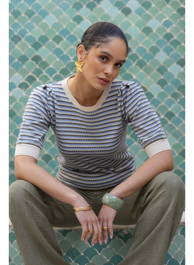 64066-14 711 Geisha Pull stripe lrx kit lurex/olive/blue