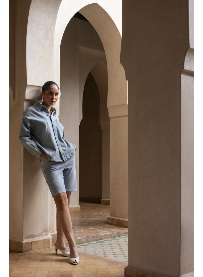 61049-10 830 Geisha Jeans shorts stones bleached denim stones