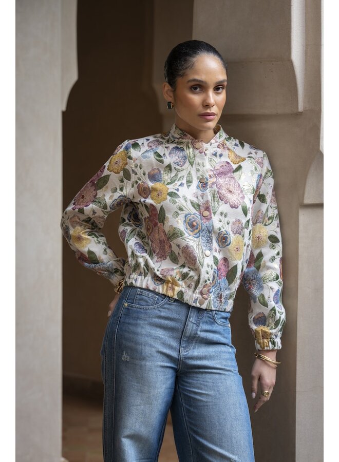 65090-26 720 Geisha Bomber jacket leaves sand/green/gold