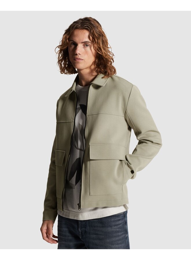 CSW2602411 6478 Cast Iron Zip jacket regular fit interlock Dried Sage