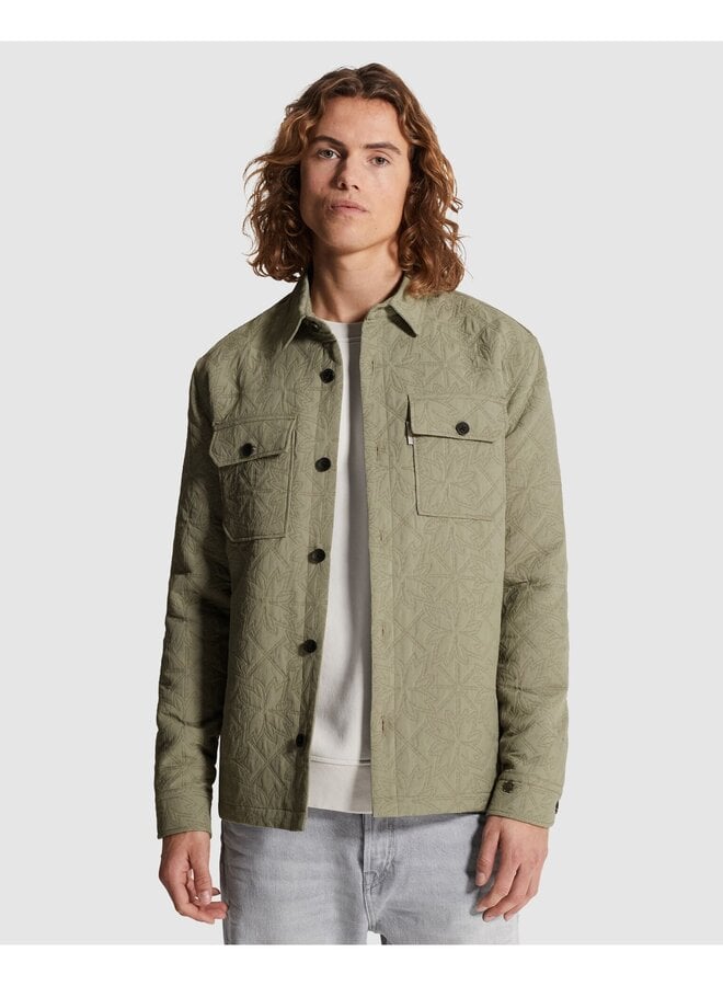 CSI2602214 6478 Cast Iron LONG SLEEVE SHIRT Tech Jacquard solid Dried Sage