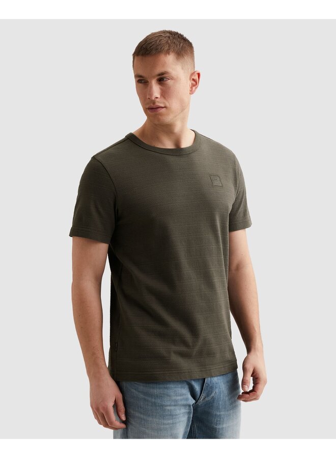 PTSS2602563 8039 PME Legend Short sleeve r-neck jacquard striped Beluga