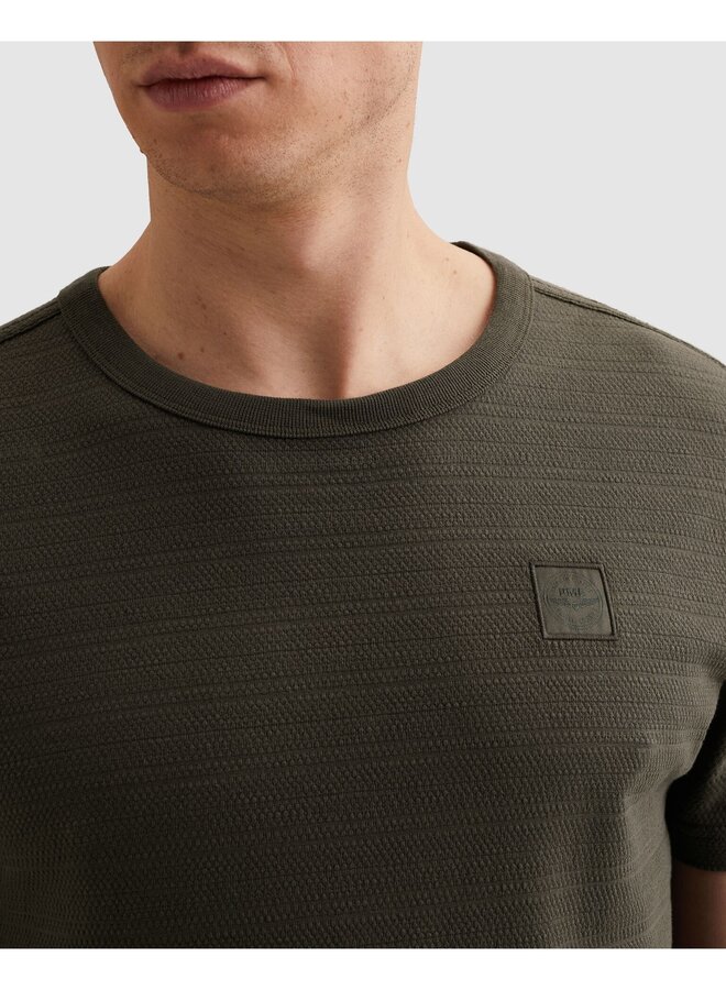 PTSS2602563 8039 PME Legend Short sleeve r-neck jacquard striped Beluga