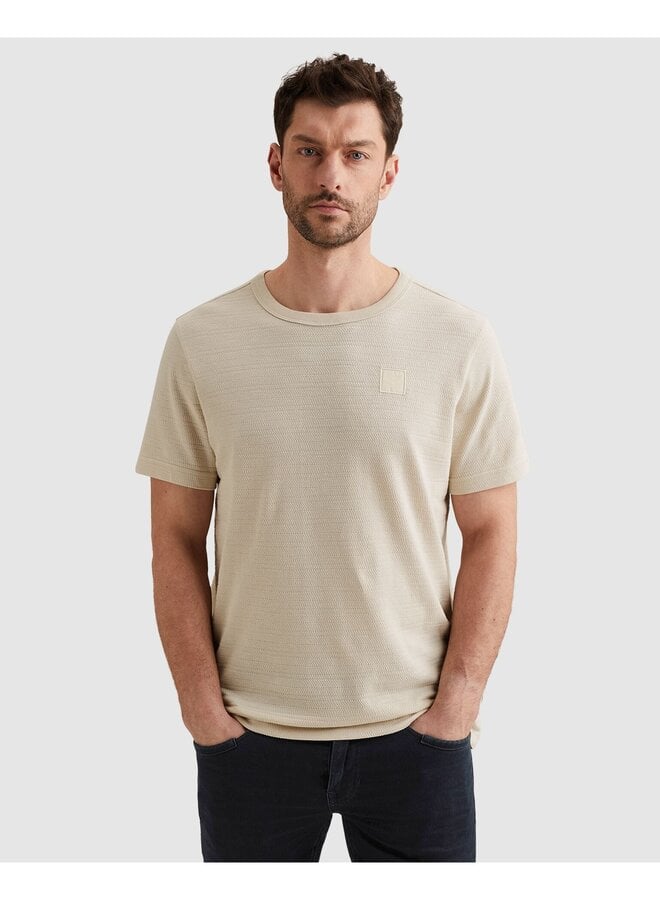 PTSS2602563 7013 PME Legend Short sleeve r-neck jacquard striped Bone White