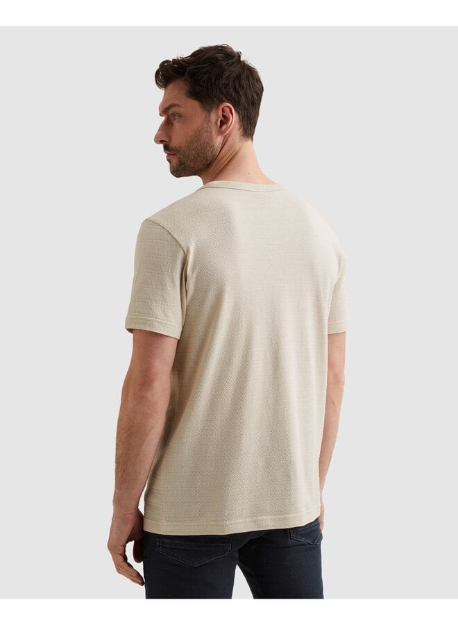 PTSS2602563 7013 PME Legend Short sleeve r-neck jacquard striped Bone White