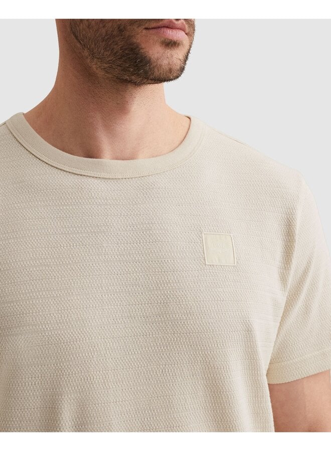 PTSS2602563 7013 PME Legend Short sleeve r-neck jacquard striped Bone White